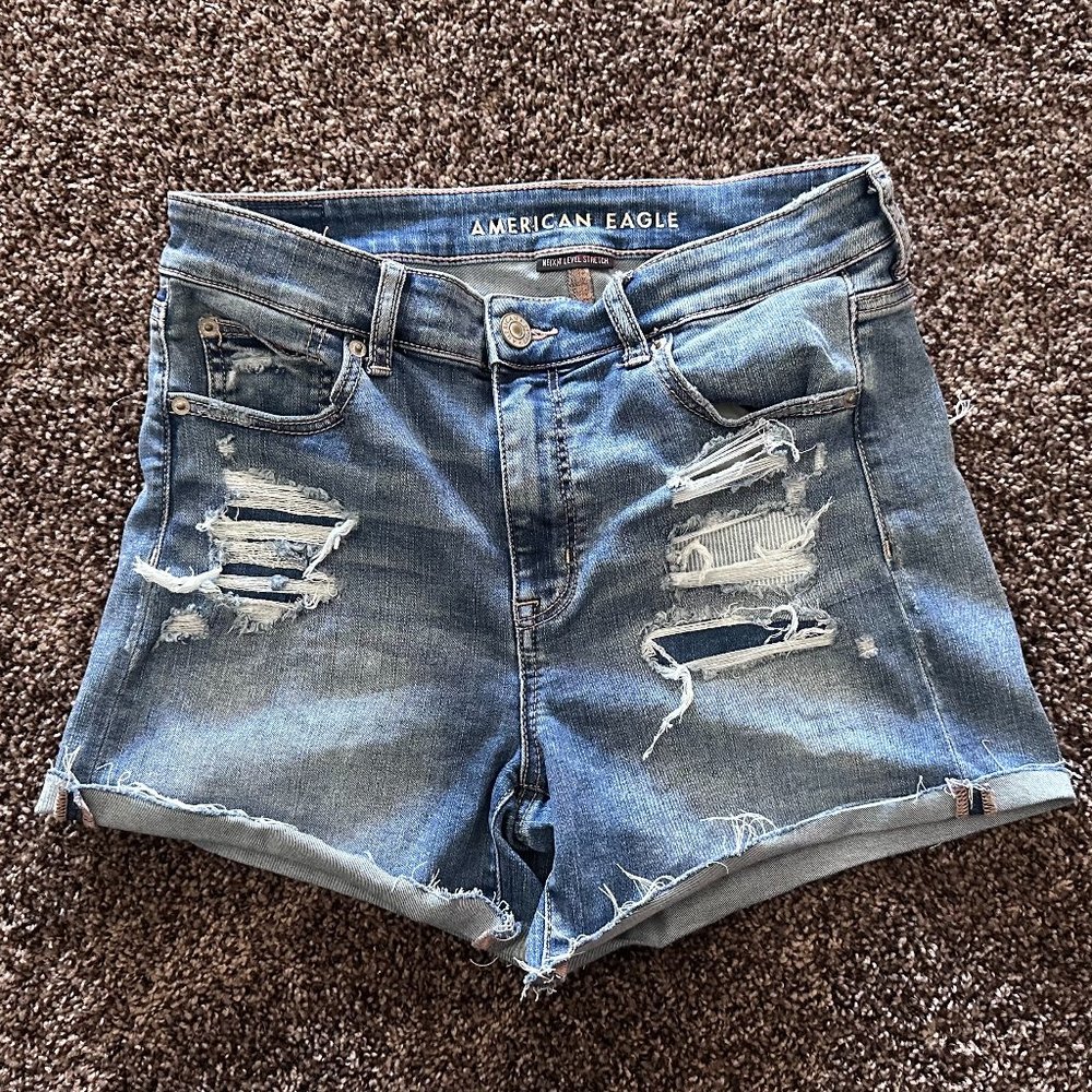 American Eagle Outfitters Women's Denim Distressed Next Level Stretch Shorts